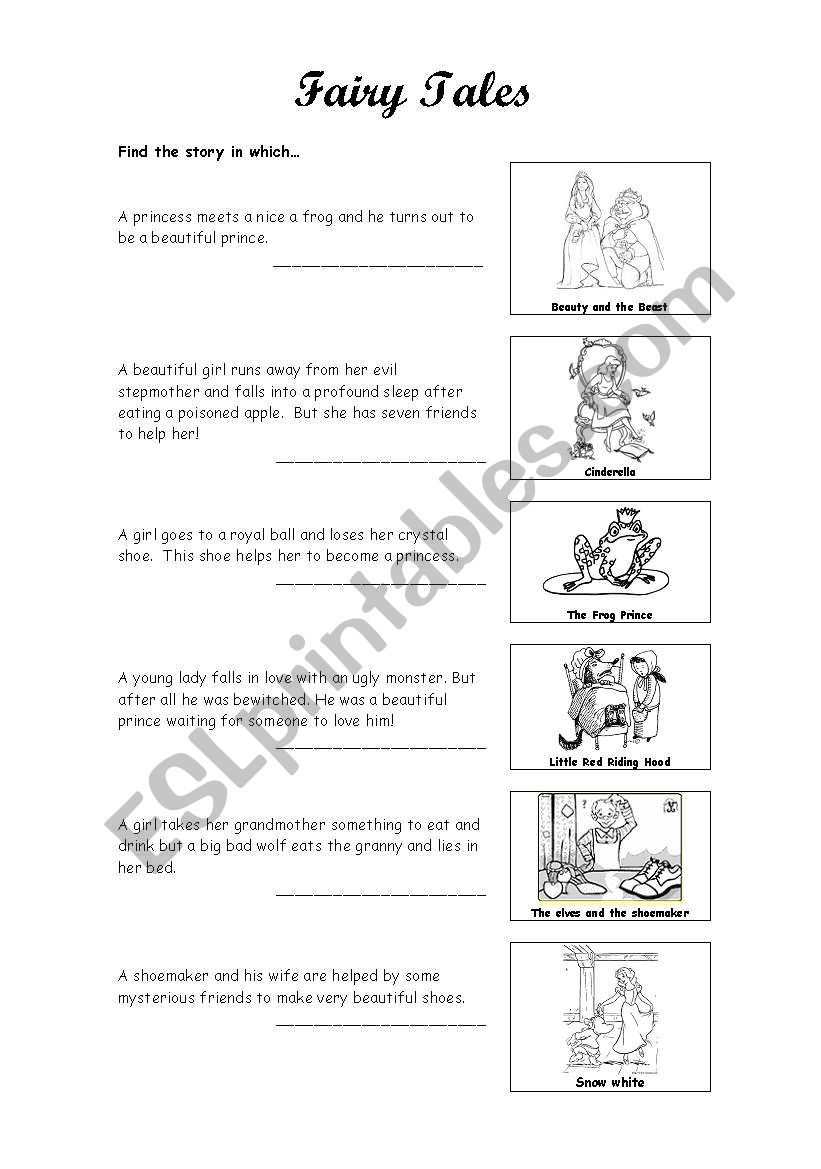 Fairy Tales activity and worksheet