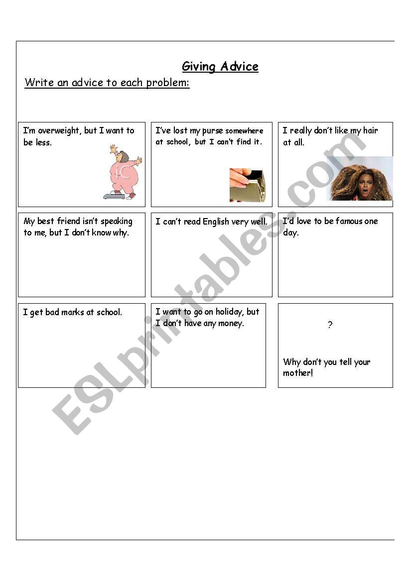 Giving Advice worksheet