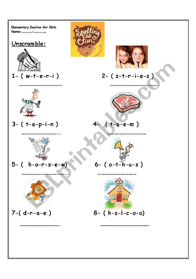 Spelling Is Fun. worksheet