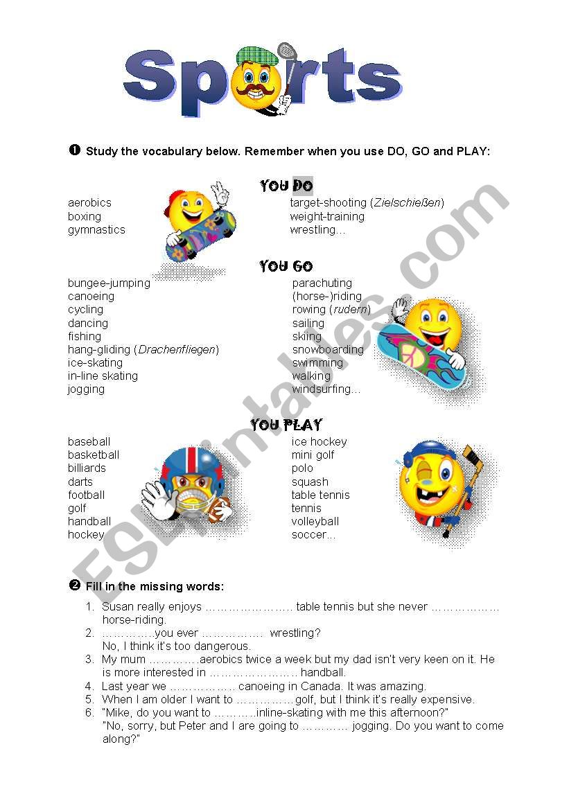 Sports worksheet