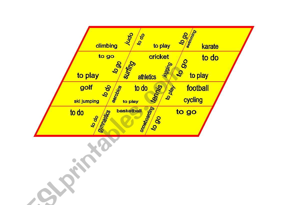 sports trimino puzzle worksheet