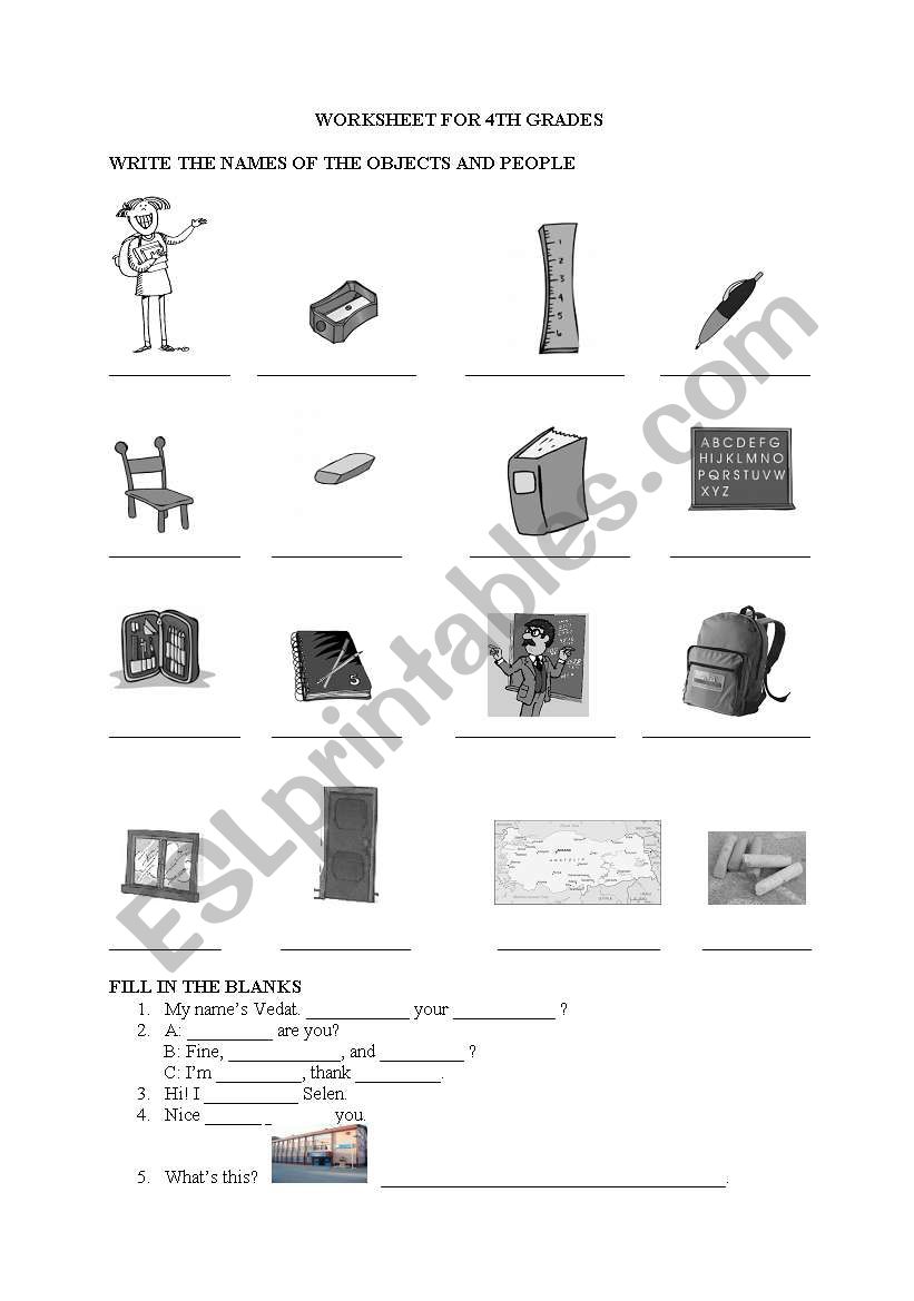 classroom objects worksheet