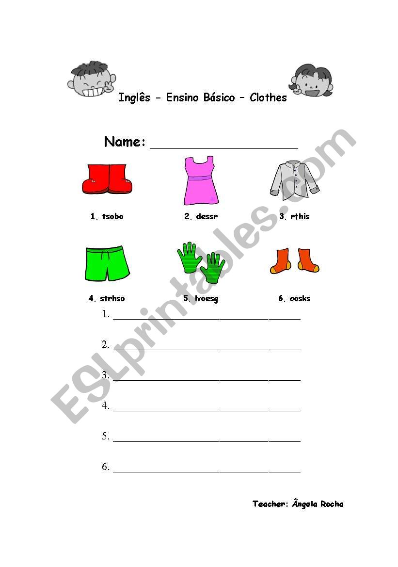 The Clothes worksheet
