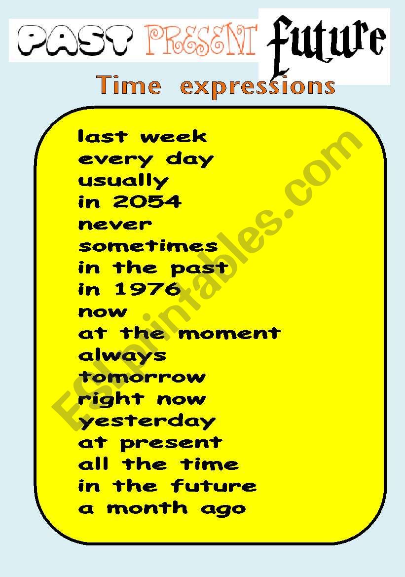 time expressions worksheet