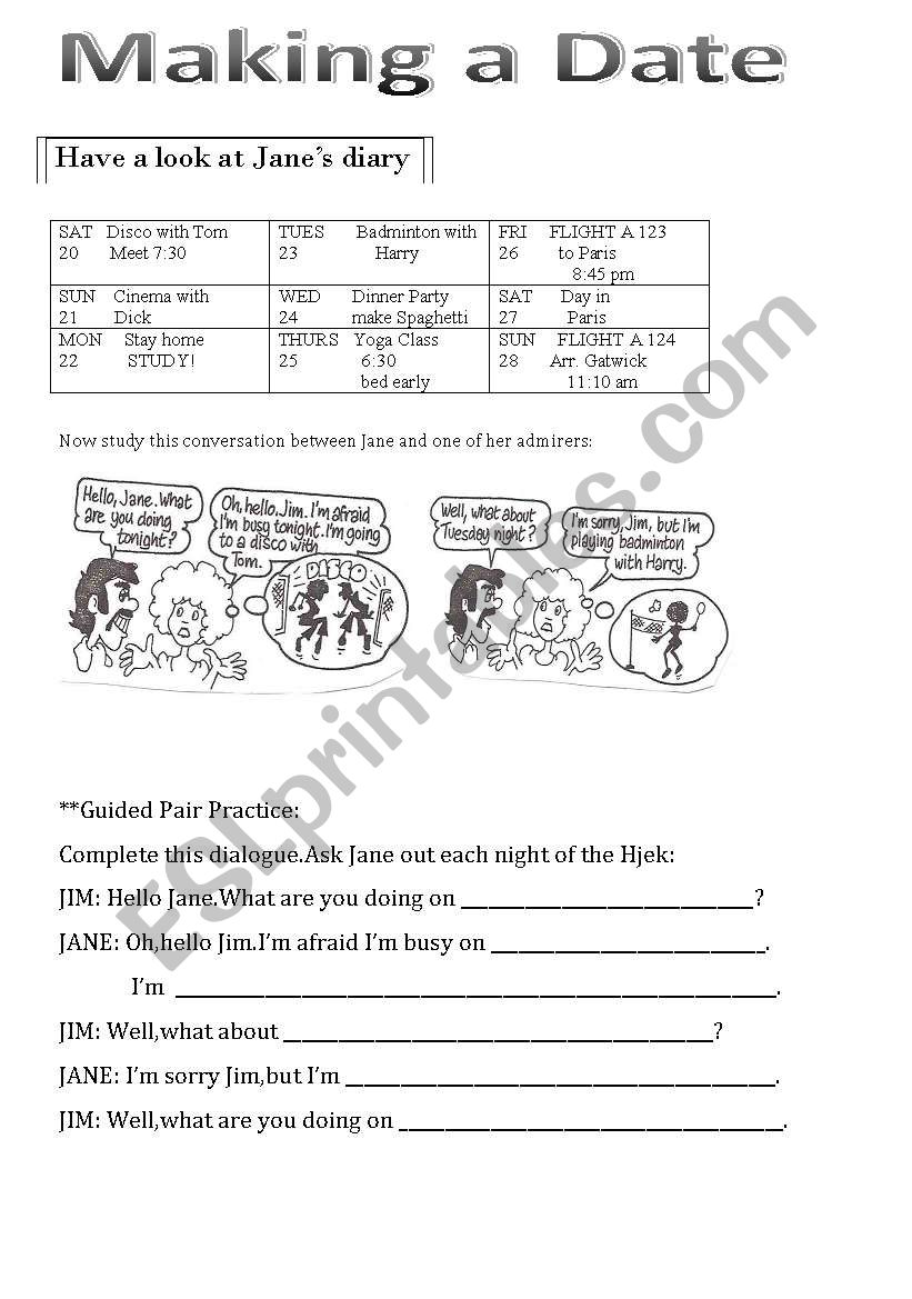 Making a Date  worksheet