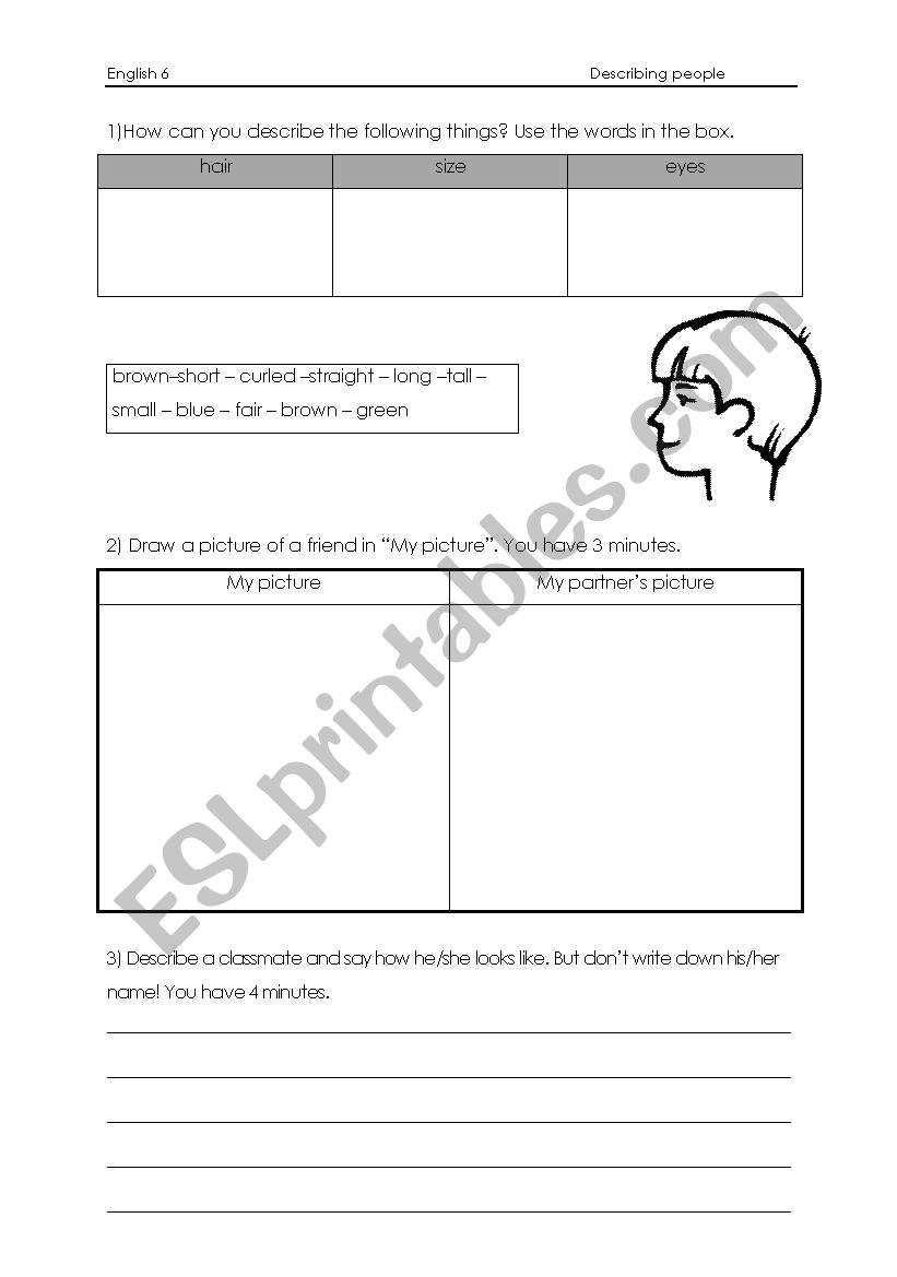Describing people worksheet