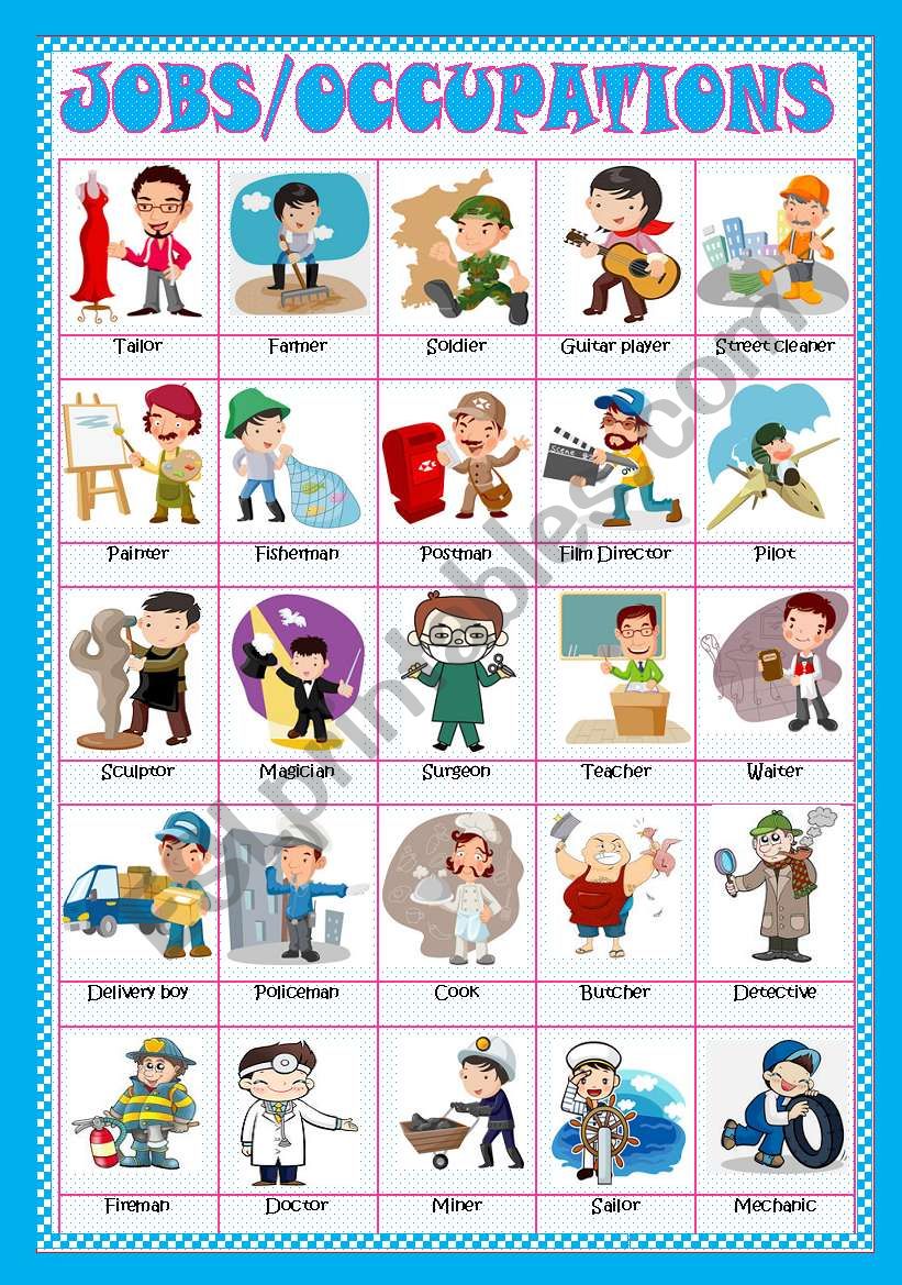 JOBS/OCCUPATIONS - PICTIONARY/POSTER(Fully editable)
