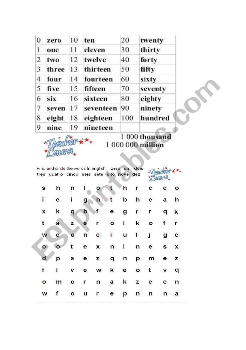 Numbers worksheet