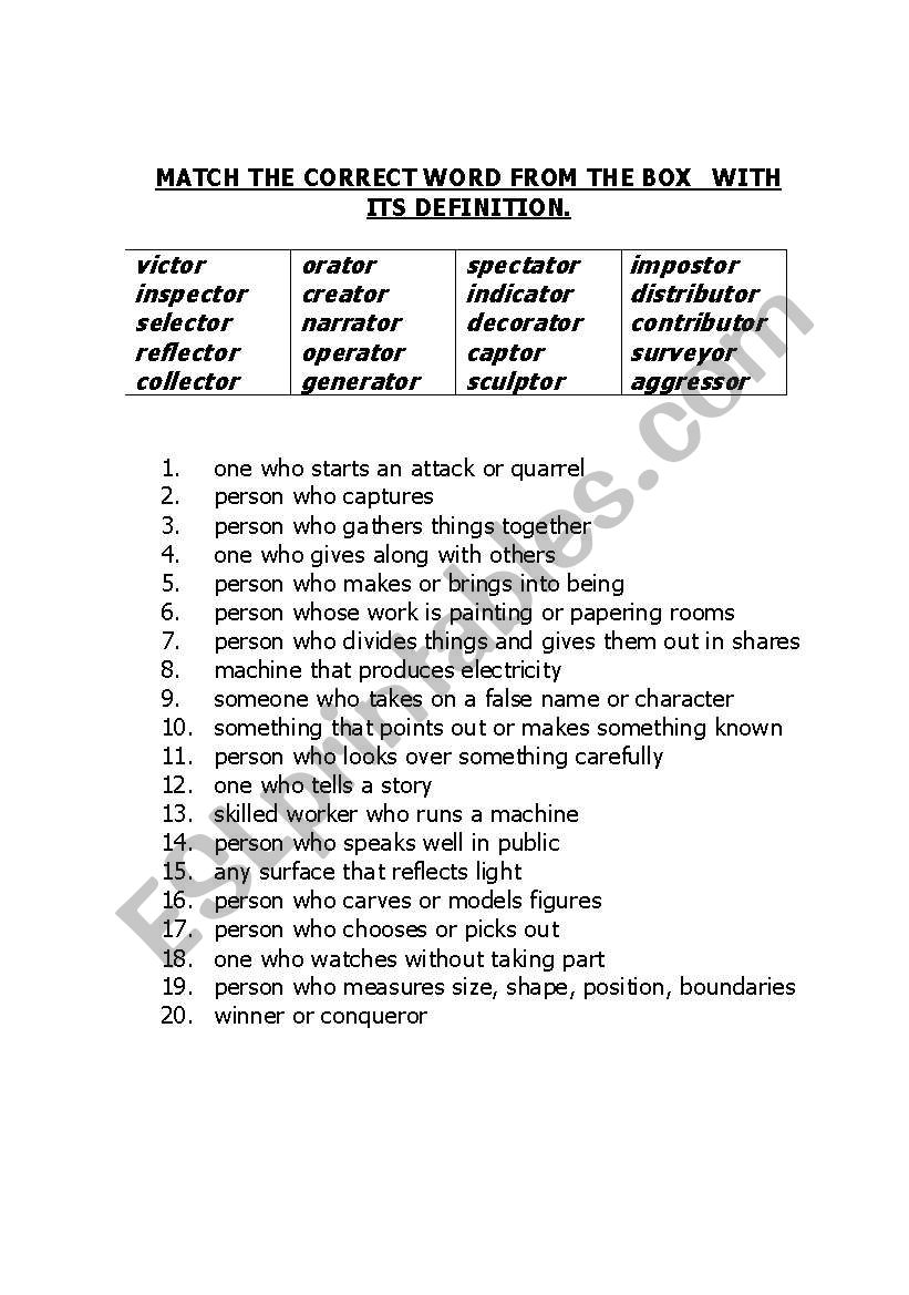 Occupations (and more...) - nouns ending in  -or