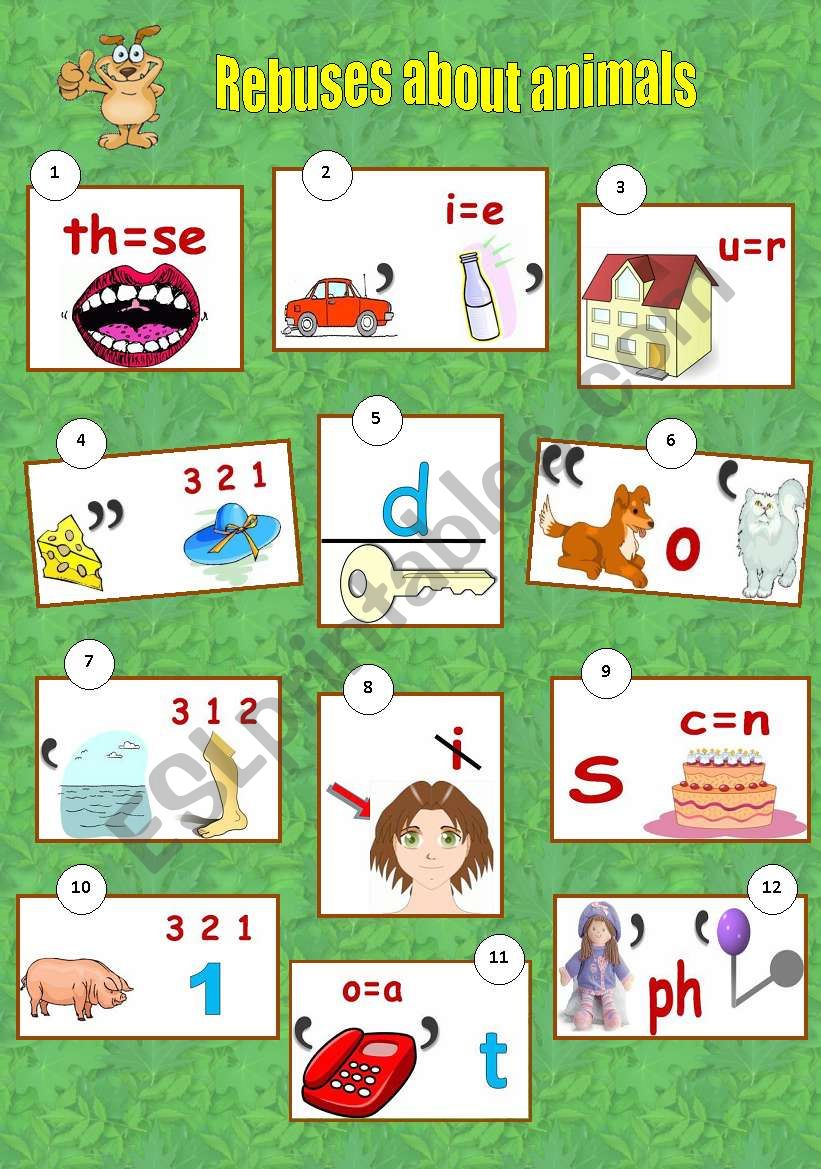 Rebuses about animals worksheet