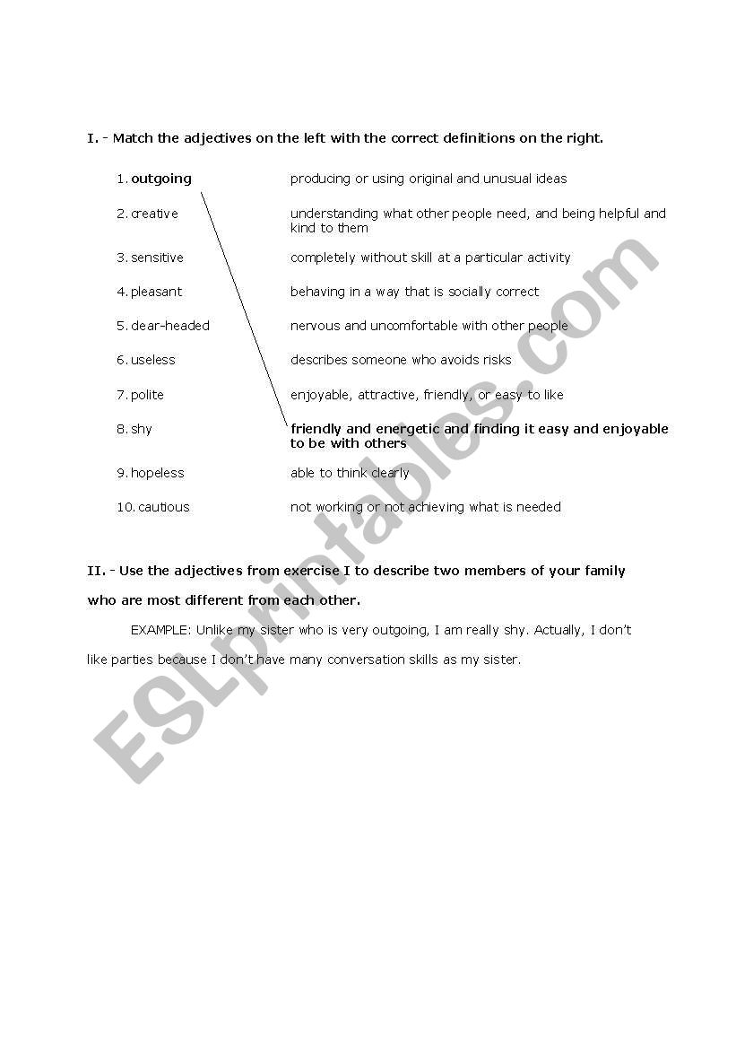 Adjectives worksheet