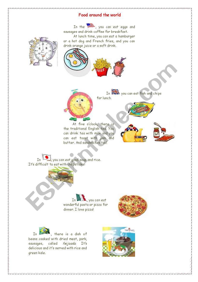 Food around the world worksheet