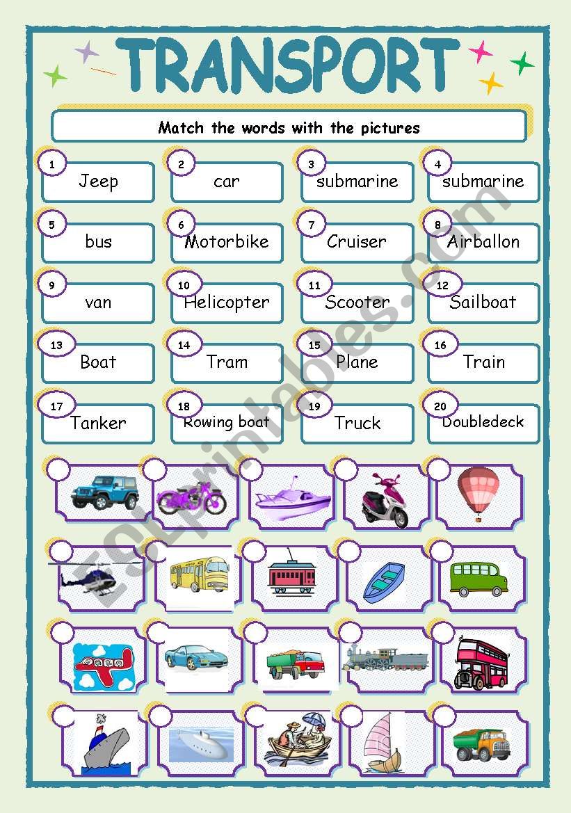 TRANSPORT worksheet