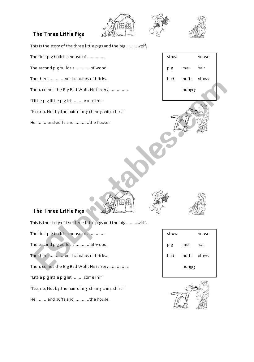 The three little pigs worksheet