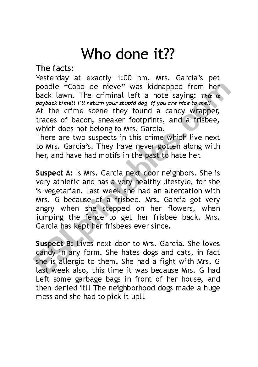 who done it? alibi game worksheet