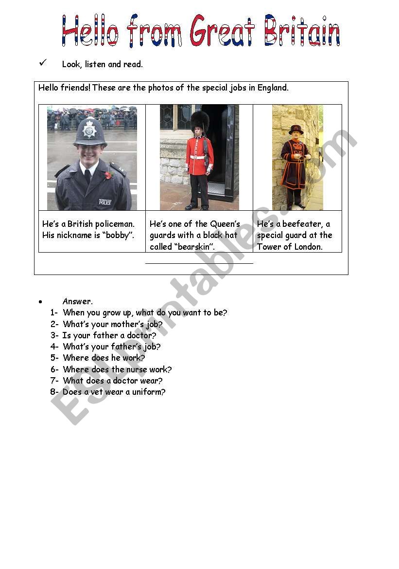 special jobs worksheet