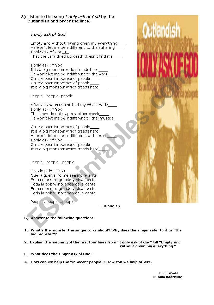 I only ask of God by the Outlandish