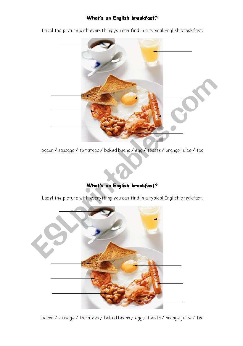 WhatÂ´s an English breakfast? worksheet