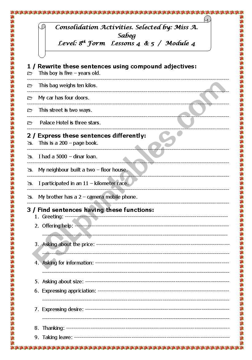 compound adjectives worksheet