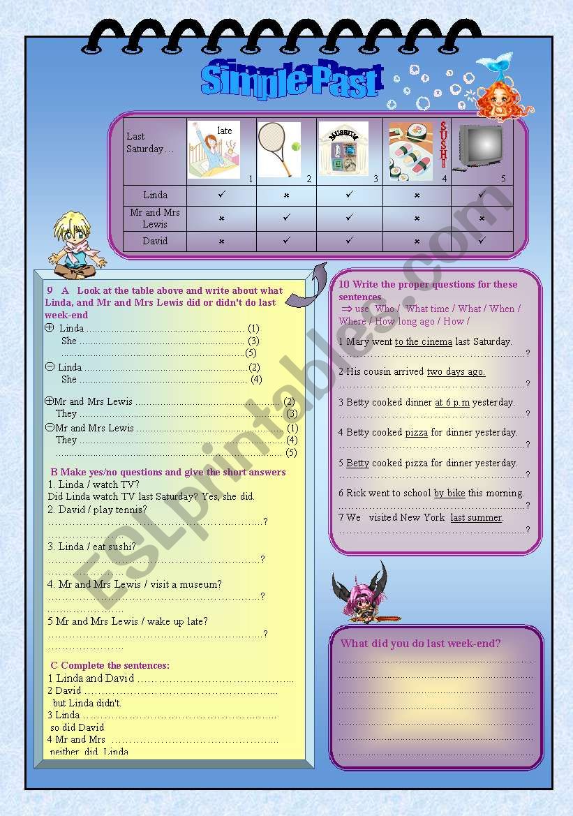 Past Simple: exercises to practise and revise Part 2 (page 2/2)