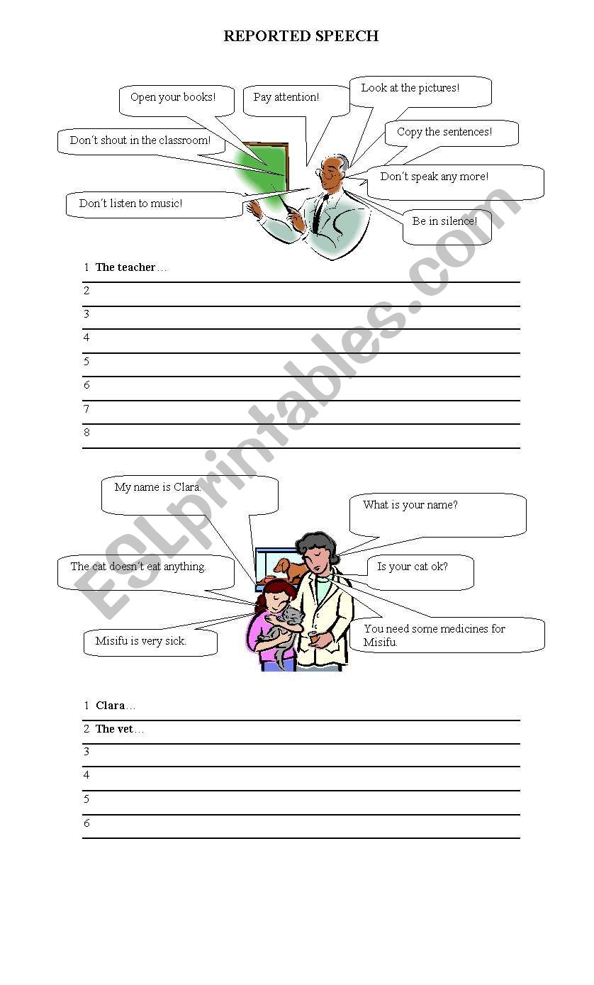 REPORTED SPEECH worksheet