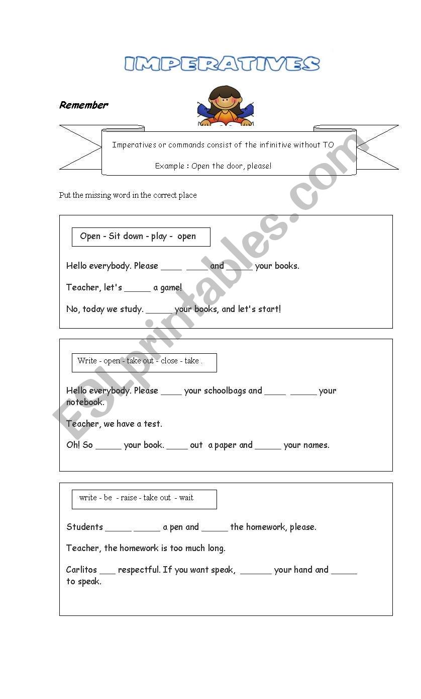 Imperatives worksheet