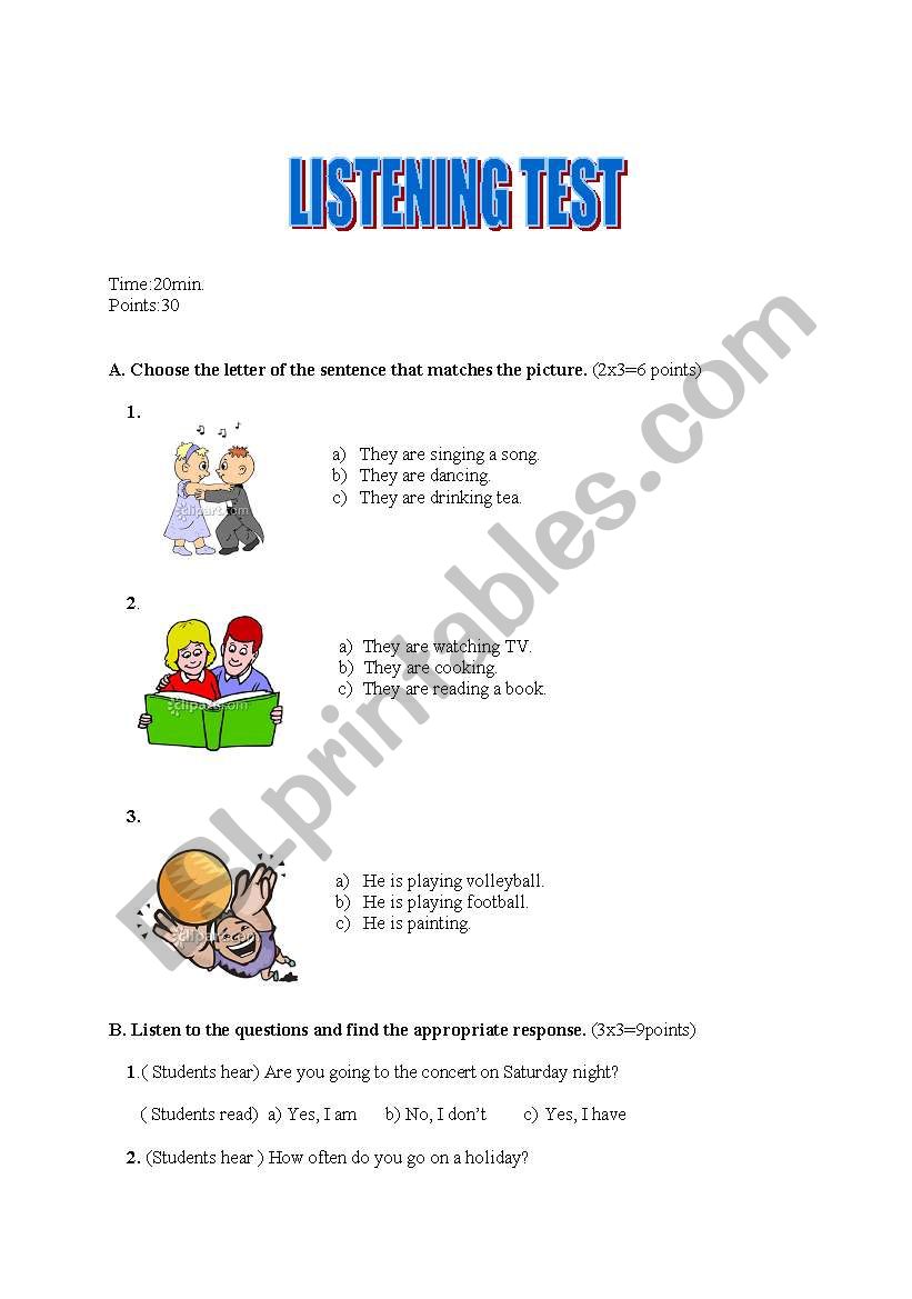 listening worksheet