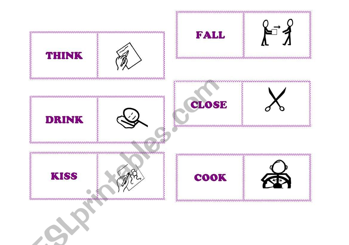 dominoe with verbs worksheet