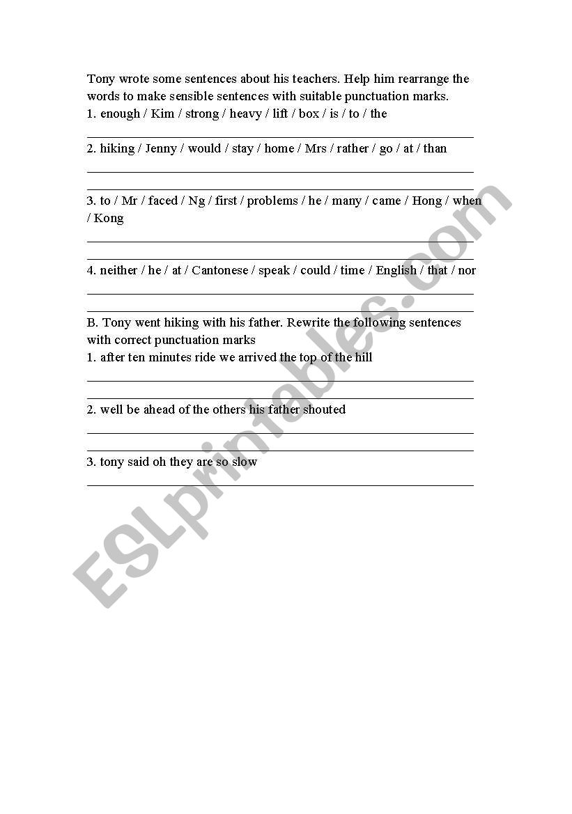 Word Rearrangement worksheet