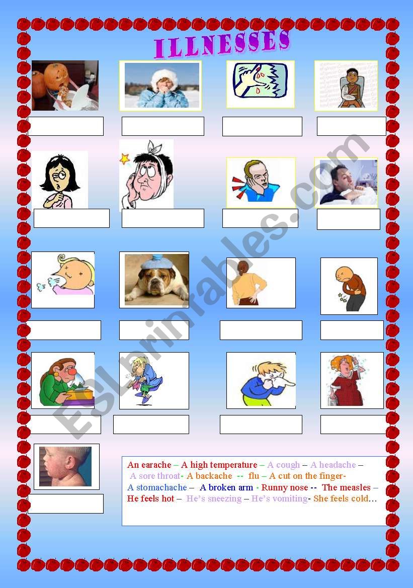 illnesses worksheet