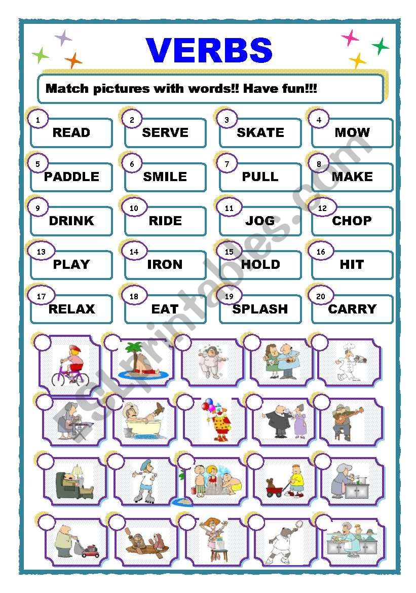 Printable Verb Worksheets