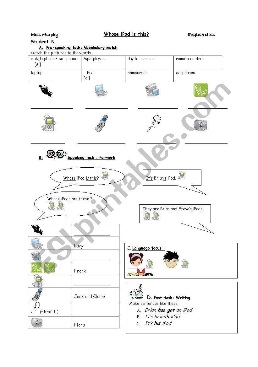 Whose iPod is this? Part 2 worksheet