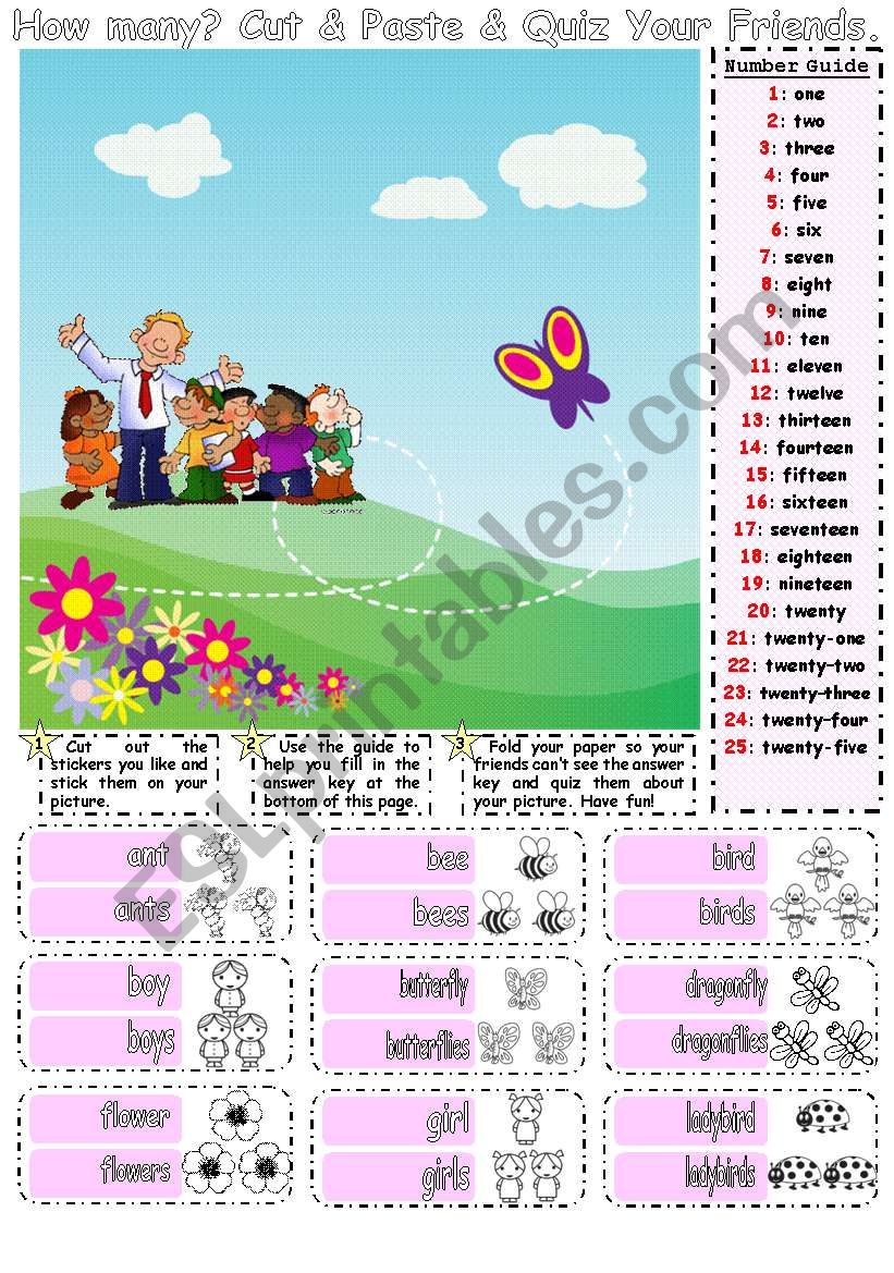 How Many Cut & Paste & Speaking Activity for Younger Learners 1/2