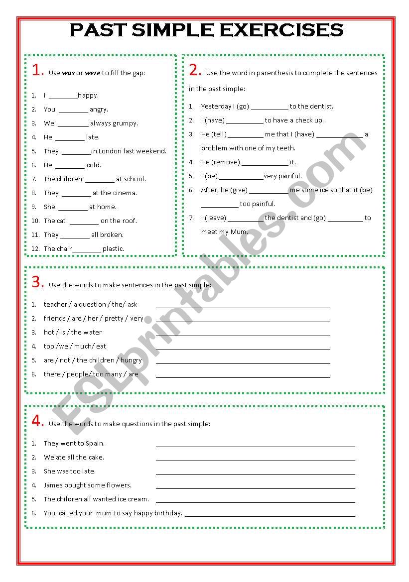 past simple exercises worksheet