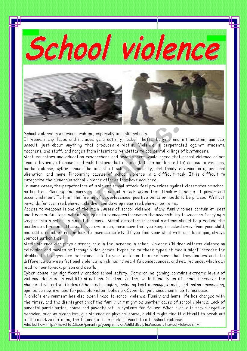Teen violence is a growing problem in todays schools