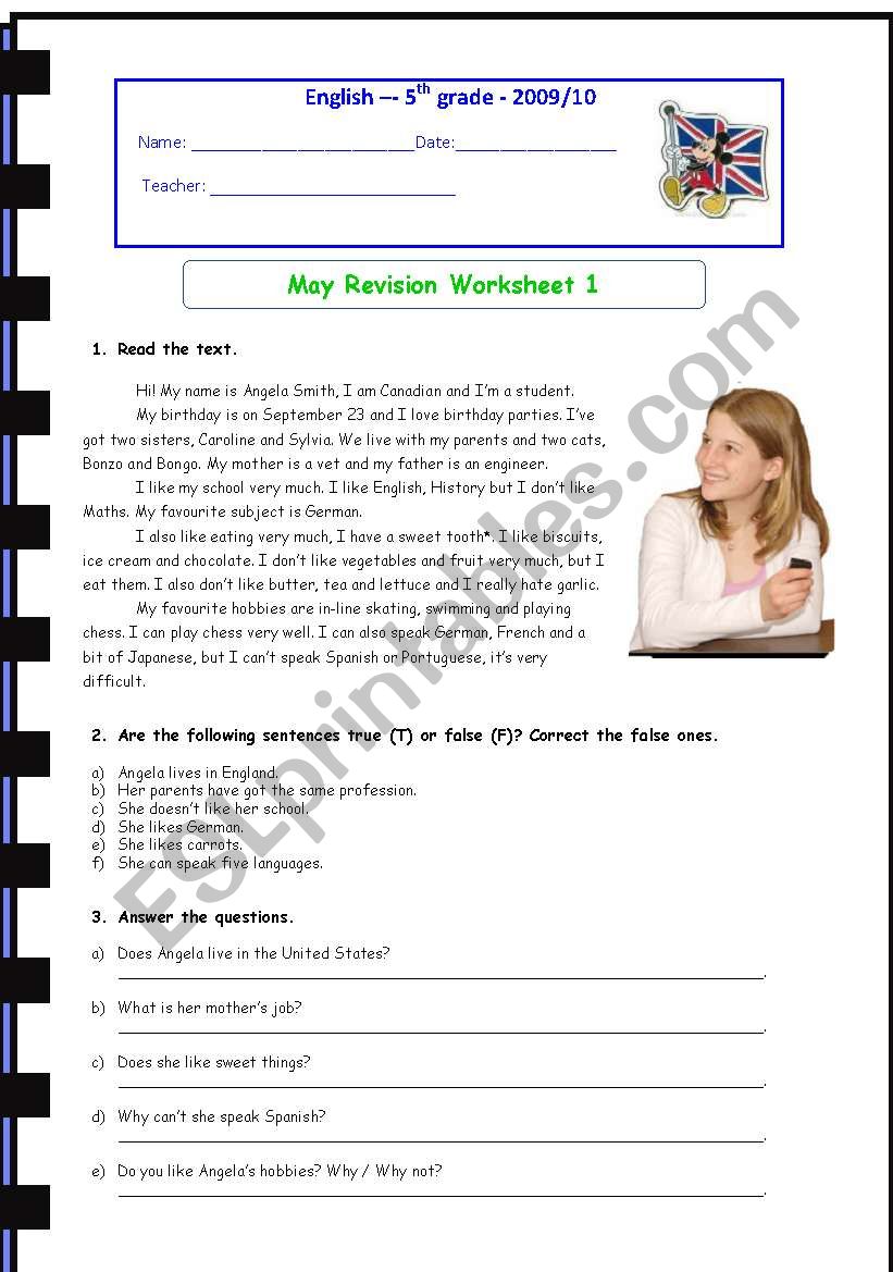 Present Simple Revision Worksheet #1
