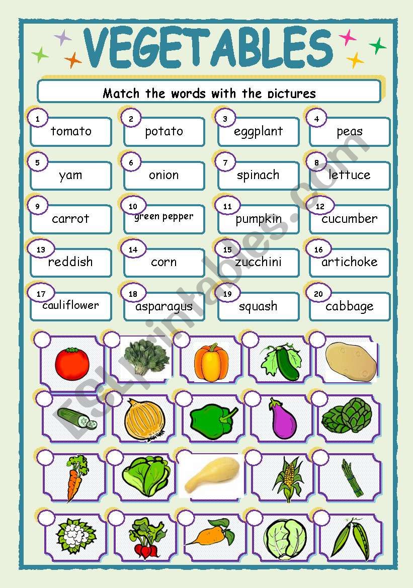 VEGETABLES worksheet