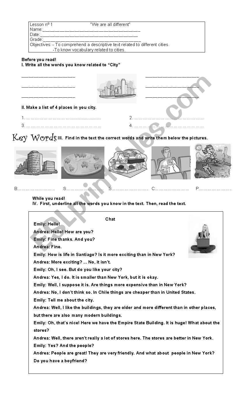 My city worksheet