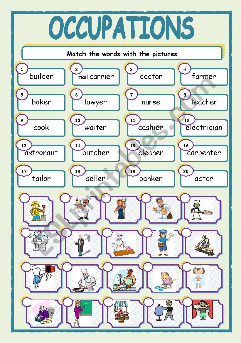 OCCUPATIONS worksheet