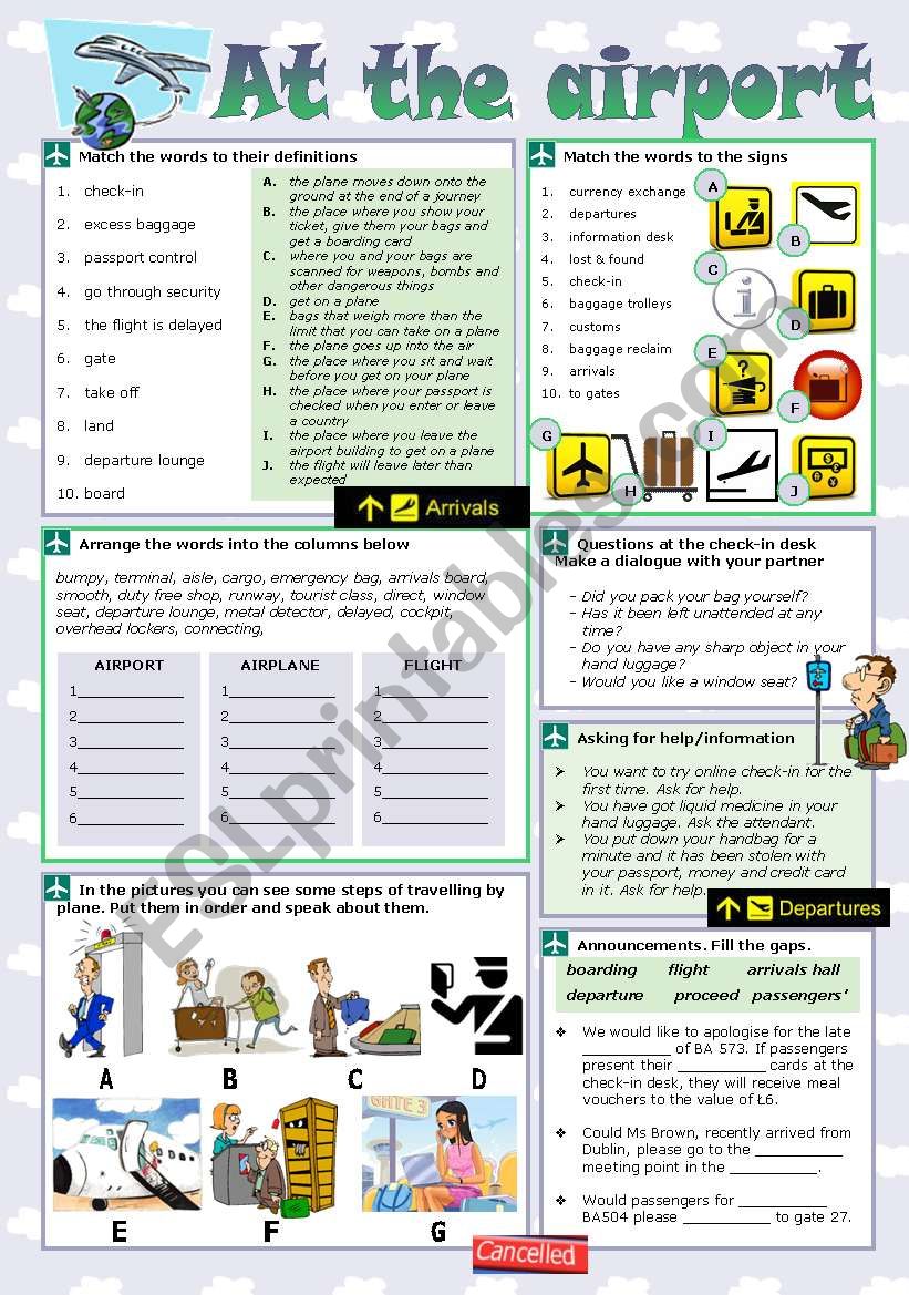 AT THE AIRPORT ESL Worksheet By Tecus