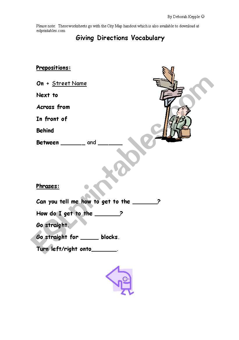 Giving Directions Worksheets worksheet