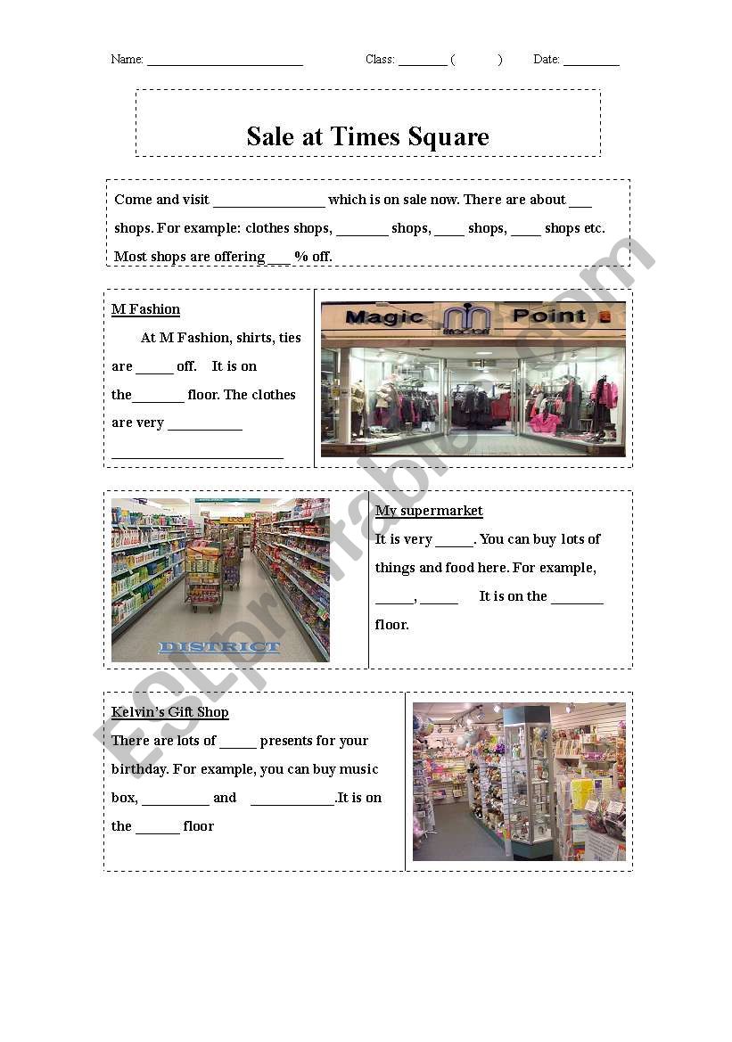 shopping guide worksheet