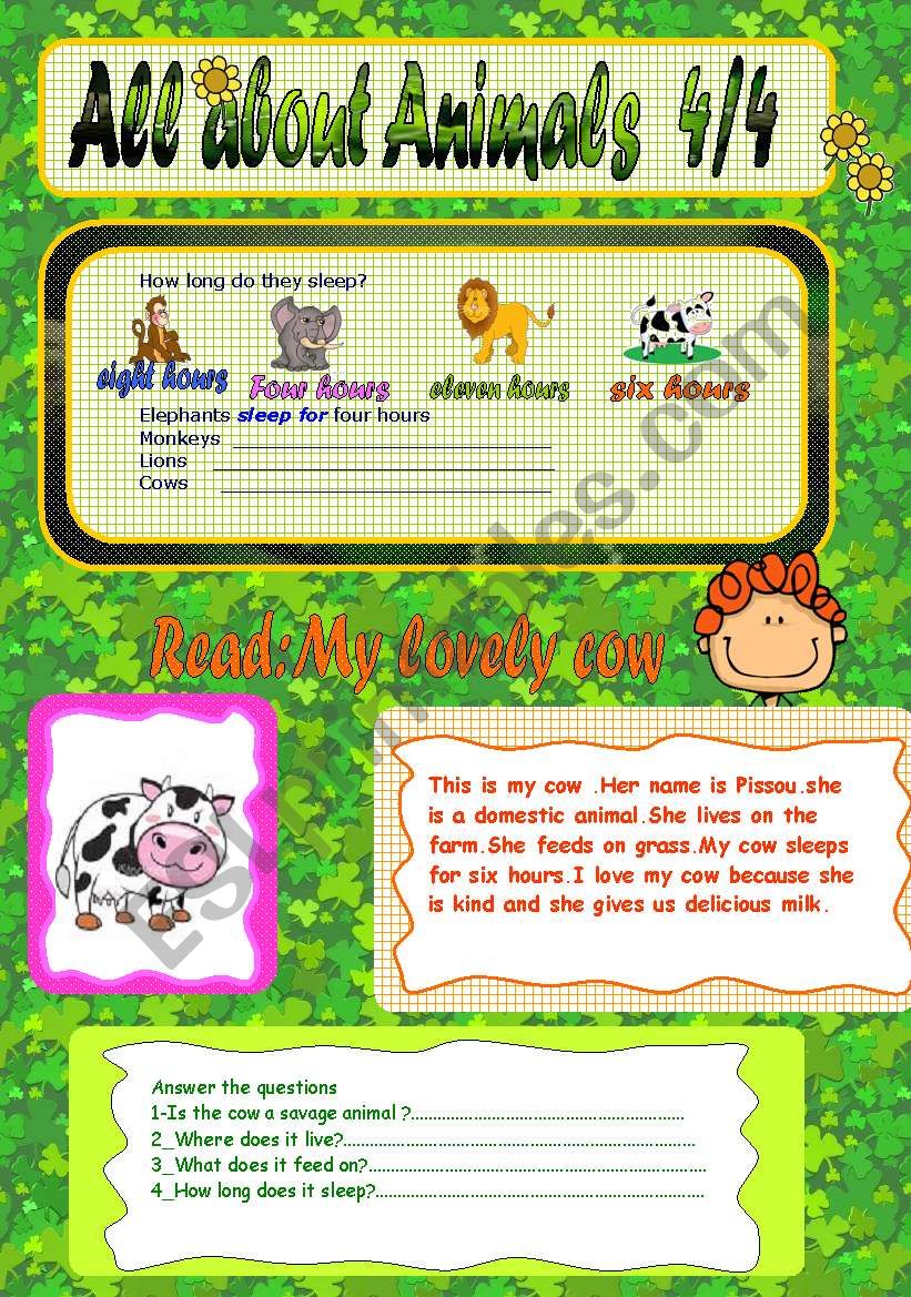 All about animals 4/4 worksheet