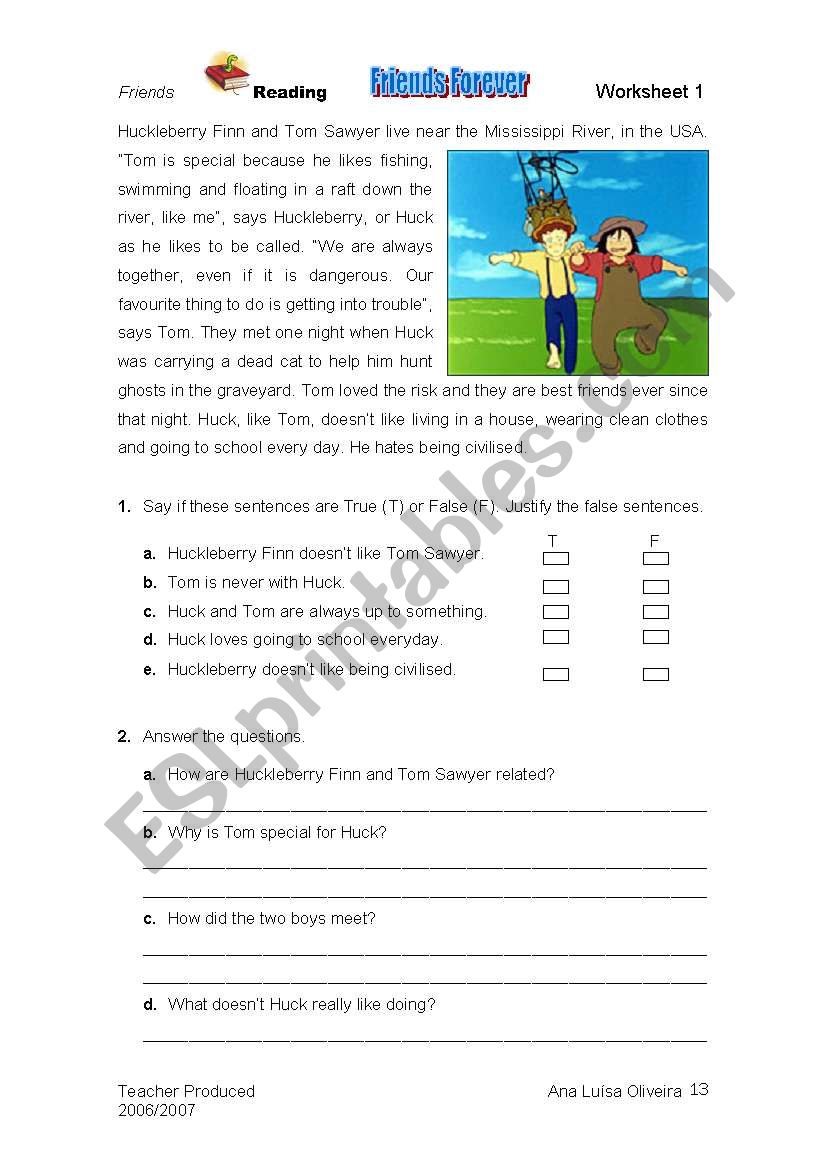 Friends worksheet