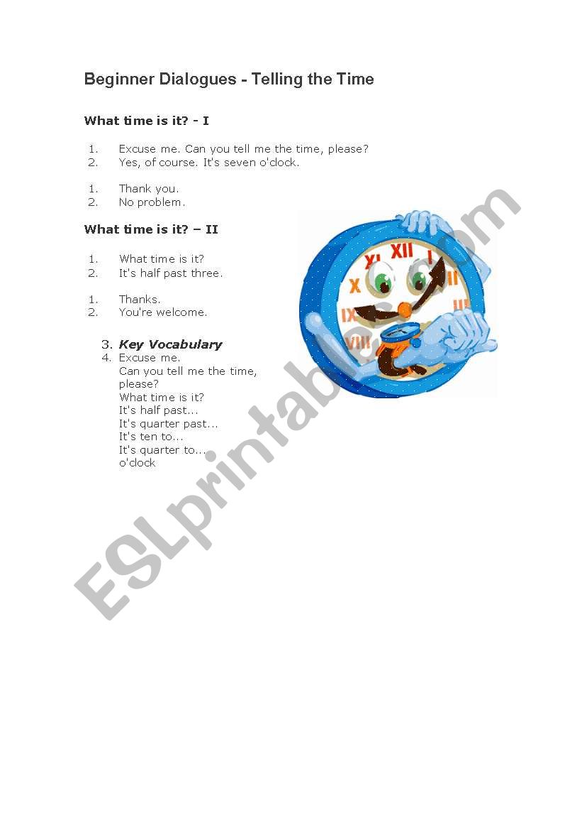 What time is it? Dialogue worksheet