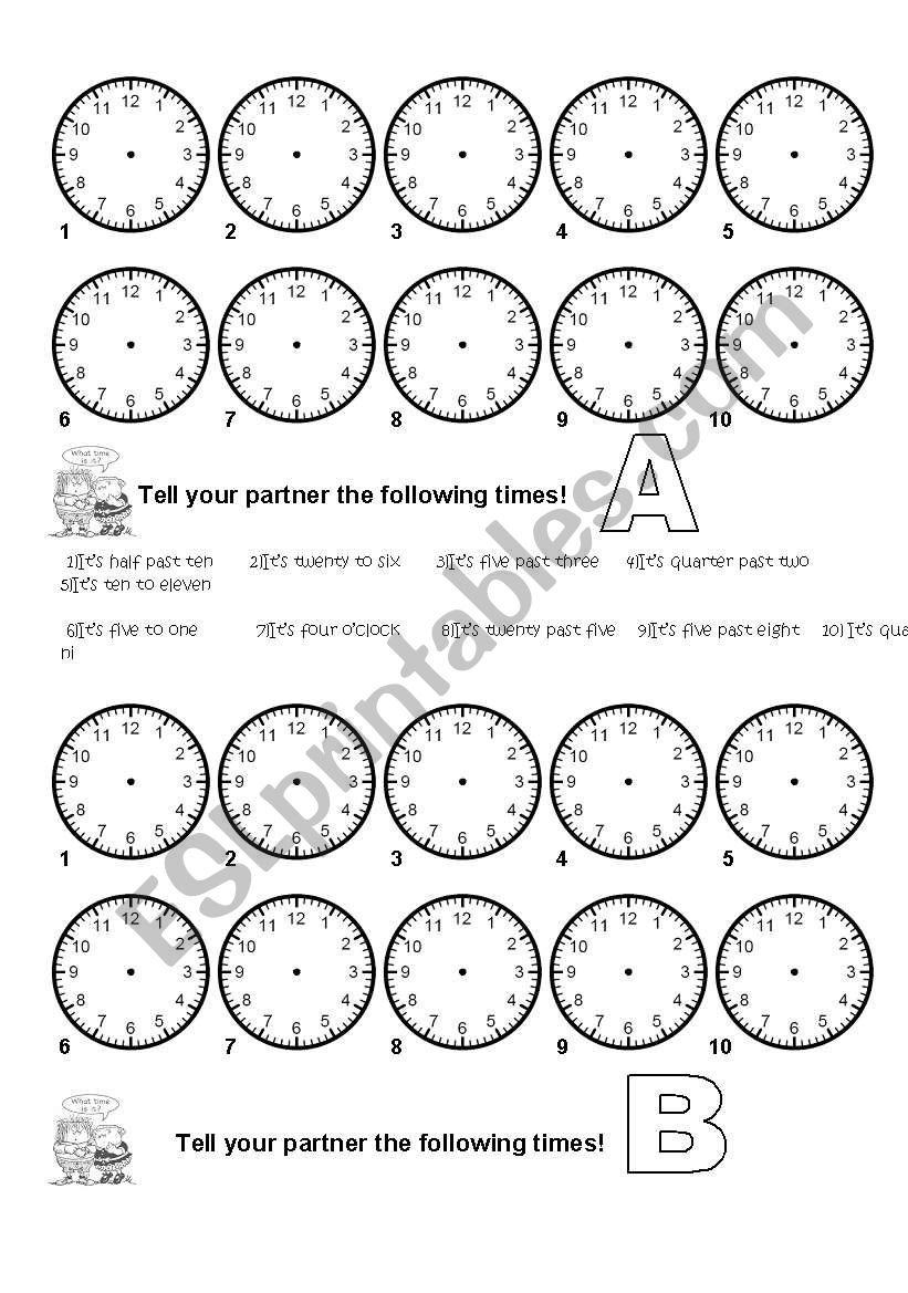 Telling the time - pair dictation!