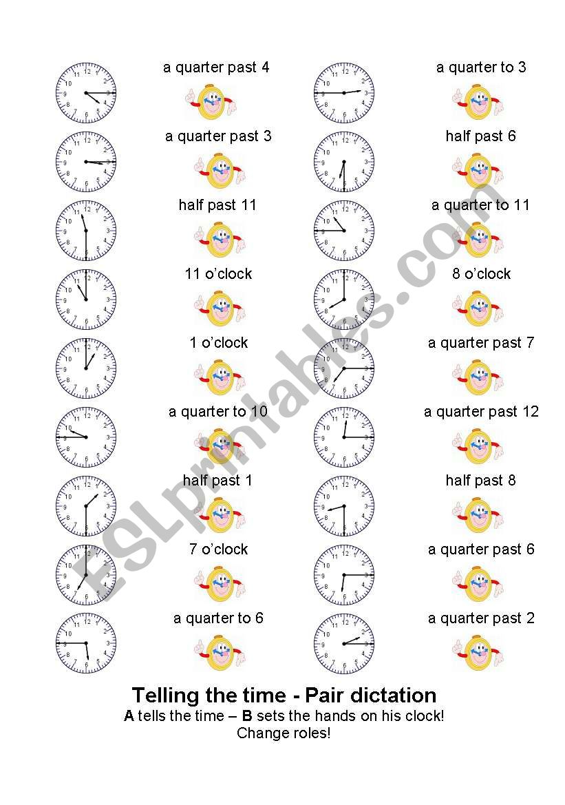 Telling the time - partner game!