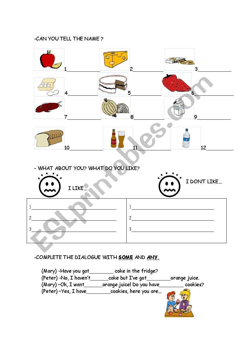 Food and drink worksheet