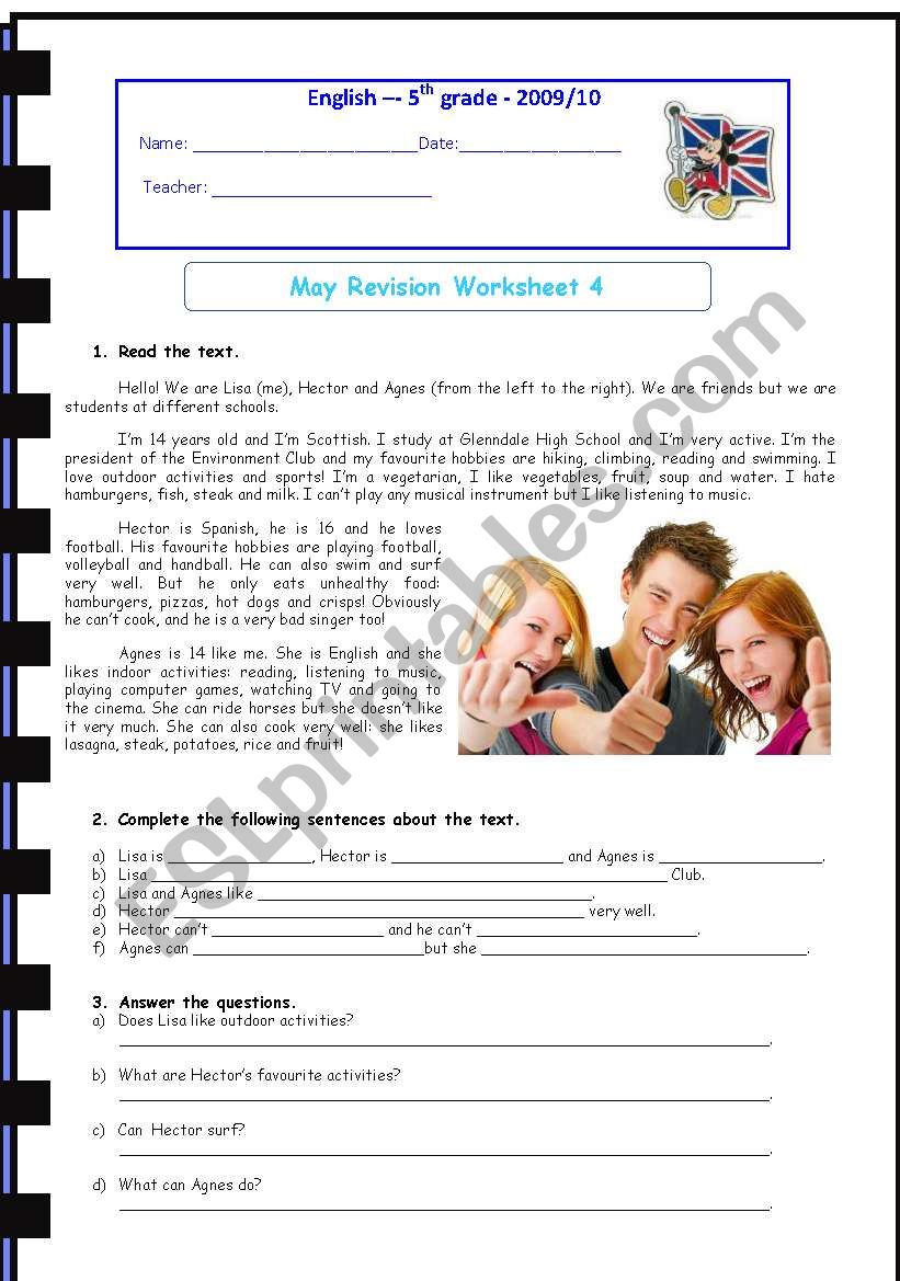 Present Simple Revision Worksheet #4