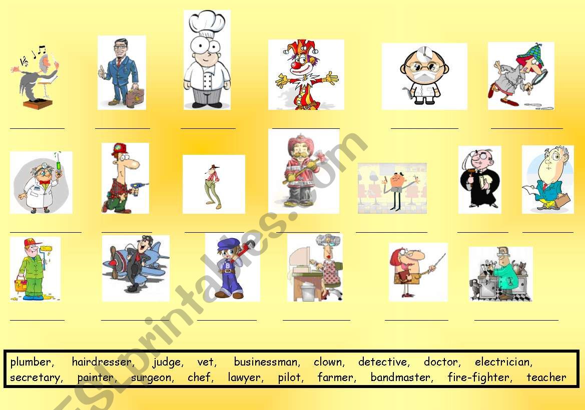 Jobs matching task worksheet